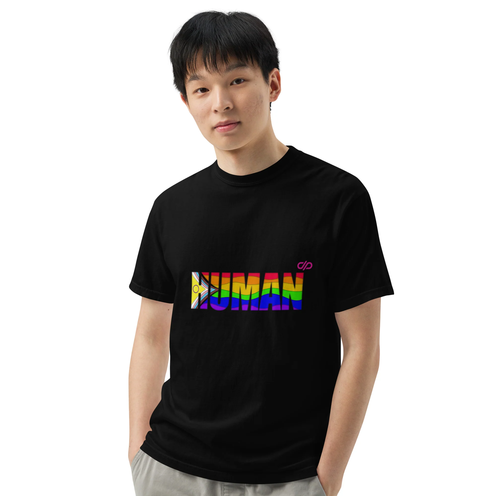 Pride Flag HUMAN tshirt - Image 4